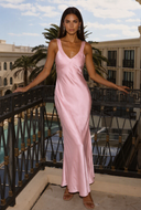 Valeria Satin V-Neck Maxi Bridesmaid Dress