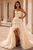 Ophelia Glitter High Low Tulle Prom Gown
