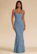 Isabella 3D Floral Mermaid Maxi Dress