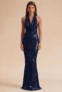 Celestia Halter Sequin Prom Gown