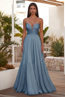 Cassiopeia Strapless Pleated Evening Dress