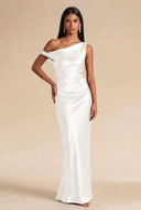 Valeria Off-The-Shoulder Draped Satin Bridesmaid Dress