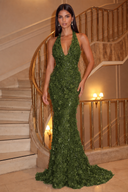 Aurora 3D Floral Halter Mermaid Gown