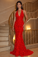 Aurora 3D Floral Halter Mermaid Gown