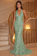 Aurora 3D Floral Halter Mermaid Gown