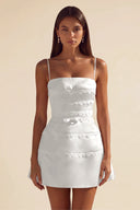 Ivy Satin Tiered Lace Mini Dress