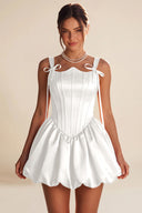 Marigold Satin Bow Strap Corset Mini Party Dress