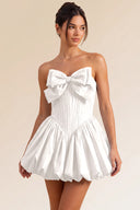 Primrose Bow Strapless Corset Bubble Mini Dress