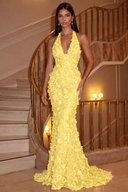 Aurora 3D Floral Halter Mermaid Gown